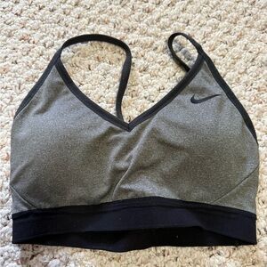 Nike Gray & Black V-Neck Sports Bra